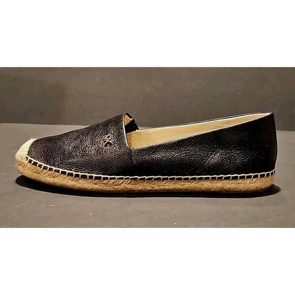Michael Kors Kendrick Slip On Espadrille Flats MK Logo Leather Black Size: 8.5 M - Picture 7 of 15